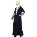 A-line abaya with Resham embroidery work- Navy Blue